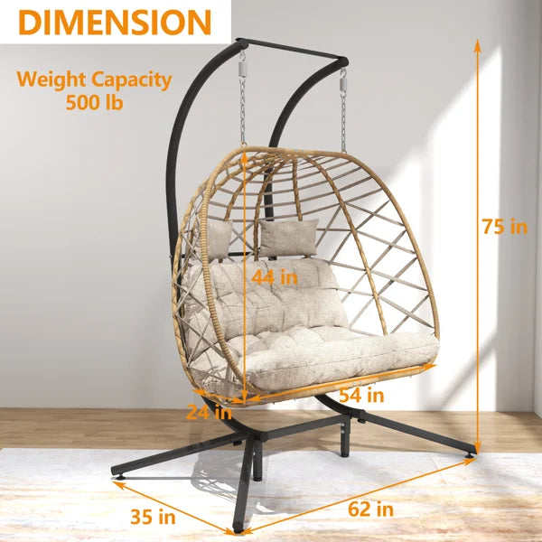Solvane 2 Person Swing Chair With Stand Hanging Chair With Cushion