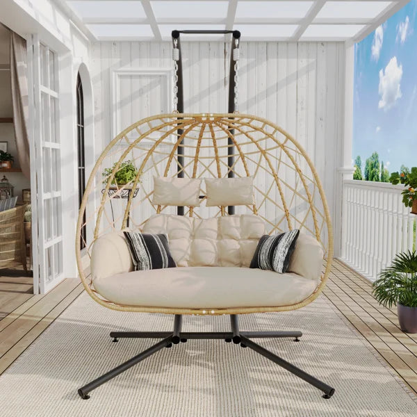 Solvane 2 Person Swing Chair With Stand Hanging Chair With Cushion